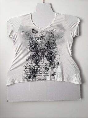 y2k glitter butterfly t shirt